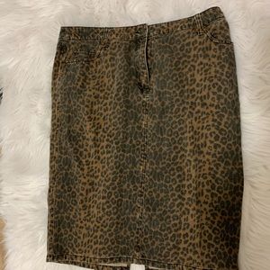 Leopard Denim Skirt